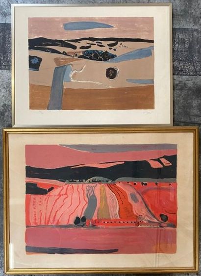 null Henri HAYDEN (1883-1970)

- Paysage rouge, Lithographie signée en bas à droite...