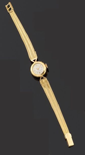 null Montre bracelet de dame en or jaune 585 millièmes, la montre de forme ronde,...