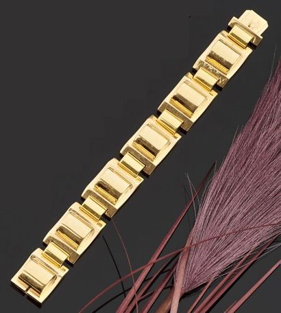 null Bracelet articulé en or rose 750 millièmes, les maillons à décor géométrique...