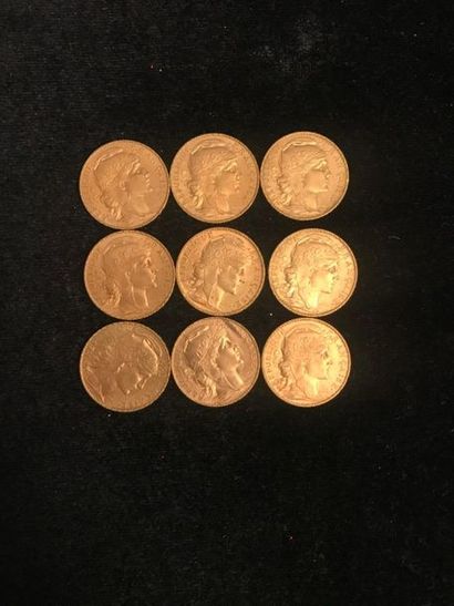 null ** Nine 20 franc gold coins 
Selling costs: 9.6% incl. VAT