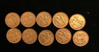 null ** Ten sovereign gold coins 1900, 1902, 1903 (x3), 1904 (x5) 
Selling costs:...