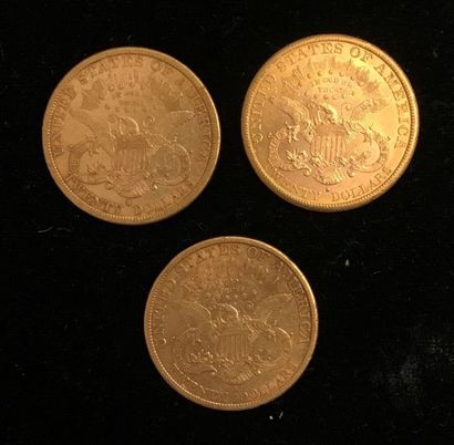 null ** Three 20-dollar Liberty yellow gold coins 1884, 1887, 1895 
Selling expenses:...