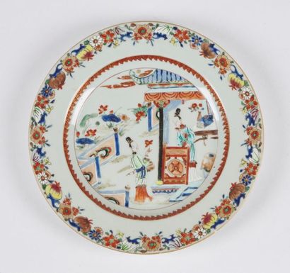null China
Porcelain plate with polychrome decoration of the enamels of the rose...