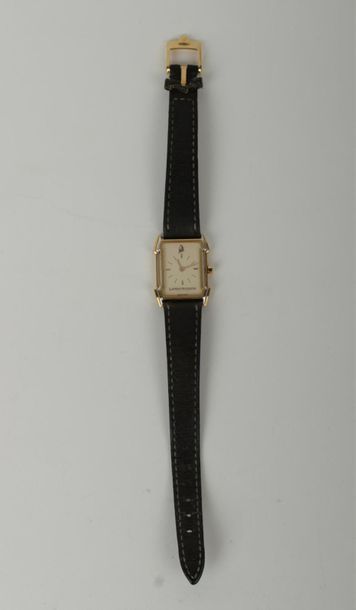 null LAMBORGHINI
Men's 750/1000 gold bracelet watch with rectangular enamel dial,...