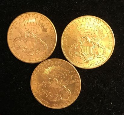 null ** Trois pièces de 20 dollars Liberty en or jaune 1904
Frais de vente : 9,6...