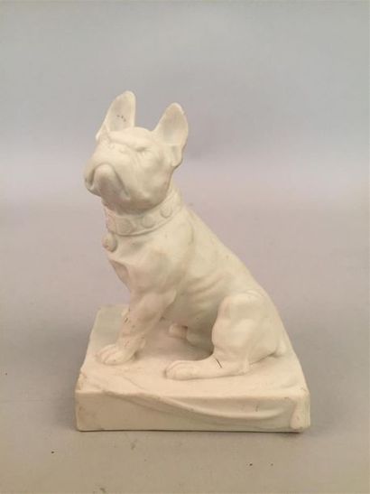 null SEVRES
Biscuit figurine representing a sitting bulldog. 
Monogrammed AR
13 x...