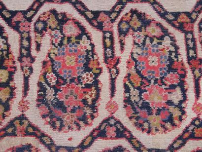 null Grand tapis ancien persan du Nord-Ouest à décor de grands botehs sur fond ivoire....