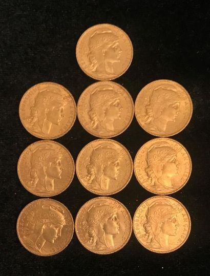 null ** Ten 20-franc gold coins 
Selling costs: 9.6% incl. VAT