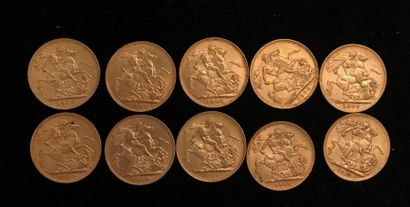null ** Ten sovereign gold coins 1906, 1908 (x2), 1909 (x3), 1910 (x2), 1911, 1912
Selling...