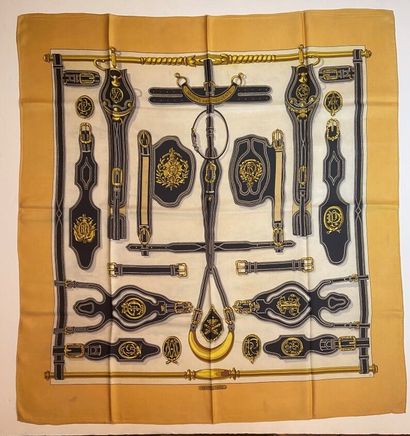null HERMES Paris 

Silk square titled "Harnesses of the Presidents", gold-plated...