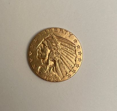 1 gold $5 coin, 1913, PLB