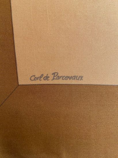null HERMES Paris 

Carré en soie titré "Sauvagine en vol" par Carl de Parcevaux.

(Taches,...