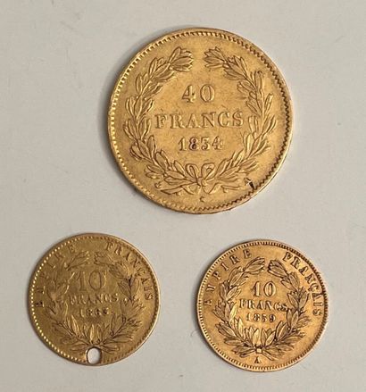null - *1 coin of 40 gold francs, Louis Philippe I, 1854 

- *1 10 franc gold coin,...