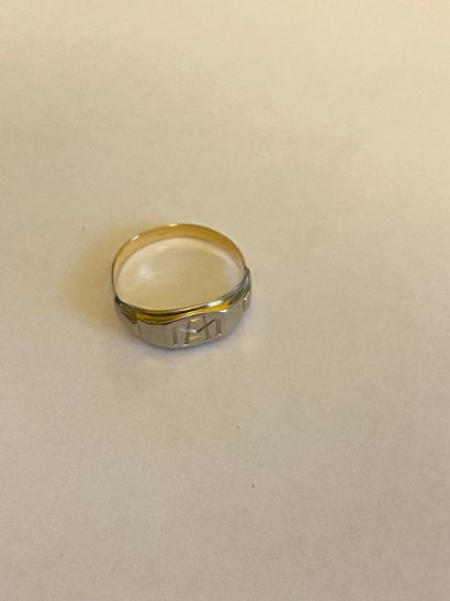 Yellow gold 750 thousandths signet ring with...