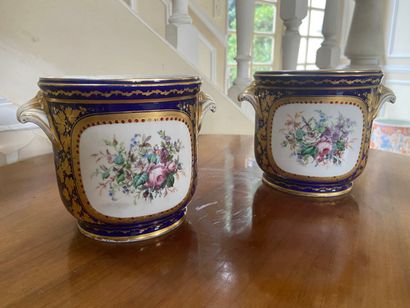 null In the kind of SEVRES

Two porcelain glass buckets with polychrome decoration...
