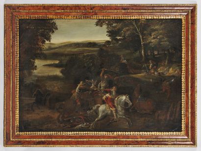 null ECOLE FLAMANDE vers 1700, suiveur de Pieter Snayers

Combat de cavaliers

Toile

Hauteur...