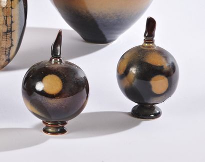 null Didier HOFT (born in 1957)

Pair of covered vases with spherical body on ringed...