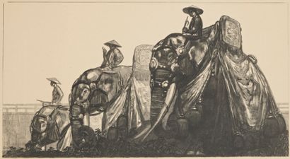 null Paul JOUVE (1878-1973)

"Sacred Elephants of Hué", 1937. 

Original lithograph...