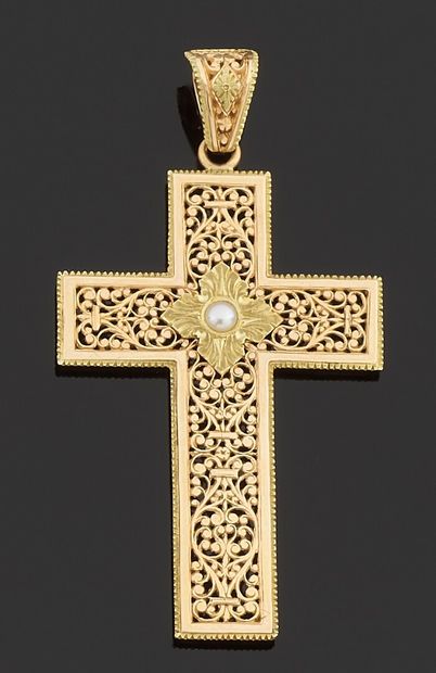 Pendant cross in gold 750 thousandth of several...