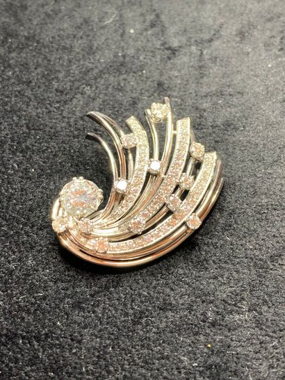 null Brooch in white gold 750 thousandths and platinum 850 thousandths with decoration...