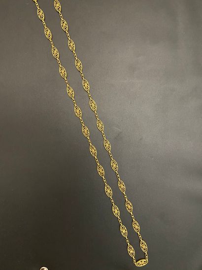null Articulated long necklace in yellow gold 750 thousandths, the links of oval...