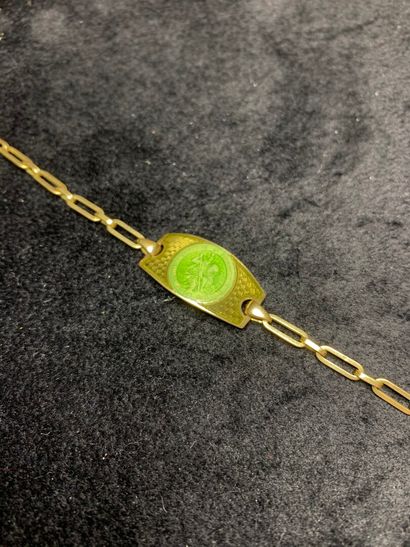 null Bracelet articulé en or jaune 750 millièmes, les maillons de forme ovale retenant...