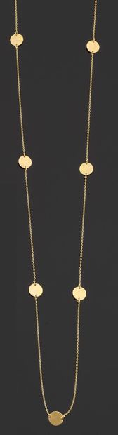 null Articulated long necklace in yellow gold 750 thousandth, the links decorated...