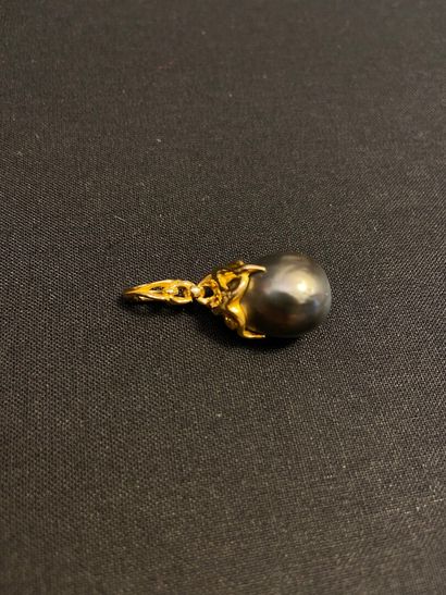 null Pendant in yellow gold 750 thousandths decorated with a grey pearl of culture.

Diameter...
