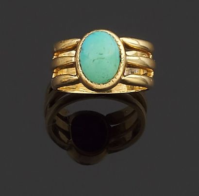 Yellow gold ring 750 thousandths openwork,...