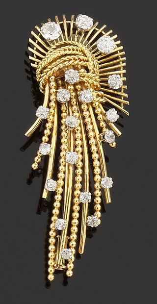 Brooch in yellow gold 750 thousandths with...