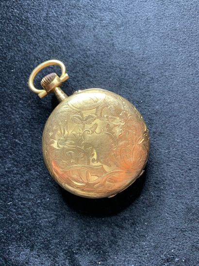 null Pocket watch in yellow gold 750 thousandth, the bottom engraved with decoration...