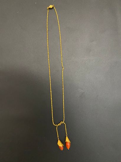 null Lot in yellow gold 750 thousandths including two articulated necklaces and a...