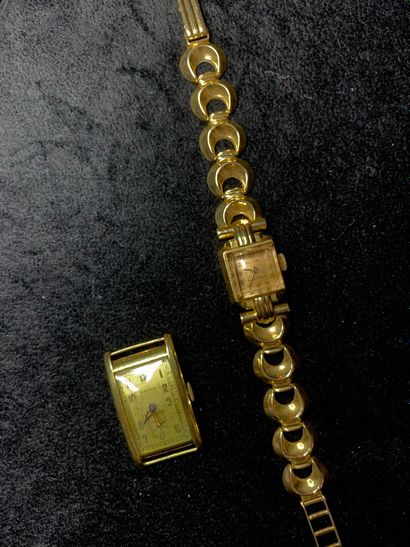 null Montre bracelet de femme en or jaune 750 millièmes, la montre de forme carrée,...