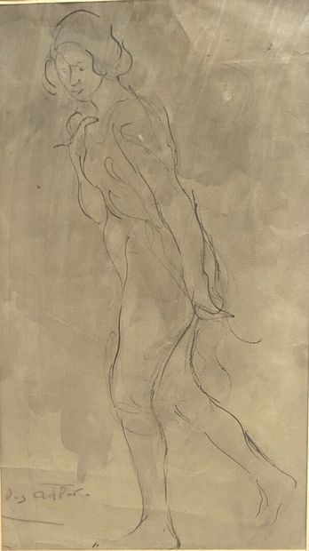 null ADLER (20th) 

Naked Woman 

Pencil drawing on paper signed lower left Leg....