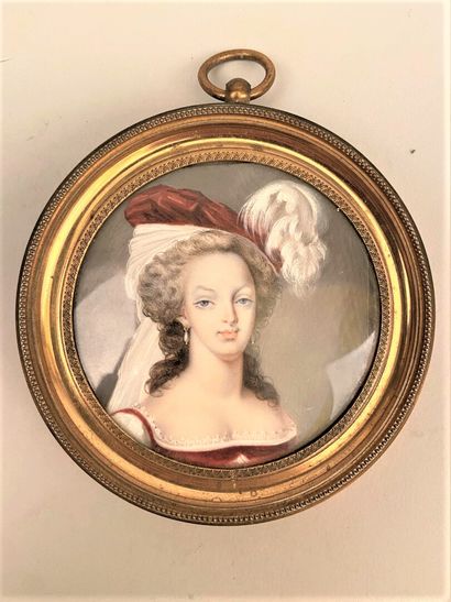 null FRENCH SCHOOL of the 19th century.

Bust portrait of Marie-Antoinette

Gouache...