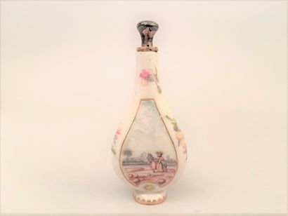 null Salt jar in porcelain decorated with animated landscapes, the bocuhon and the...