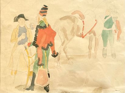 null EARLY 20th CENTURY SCHOOL, Brown 

Study of figures 

Watercolour on paper 

Sight...