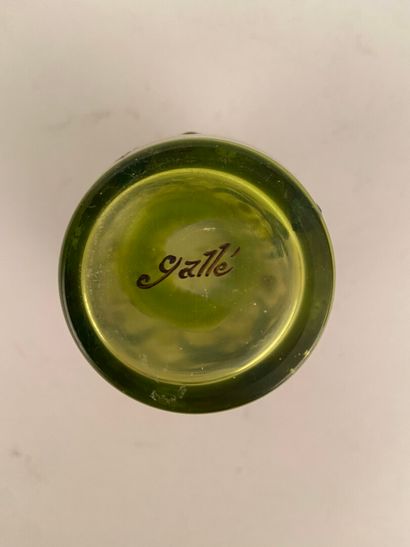 null Emile GALLE (1846-1904)

Small vase with a flared neck in green tinted glass...
