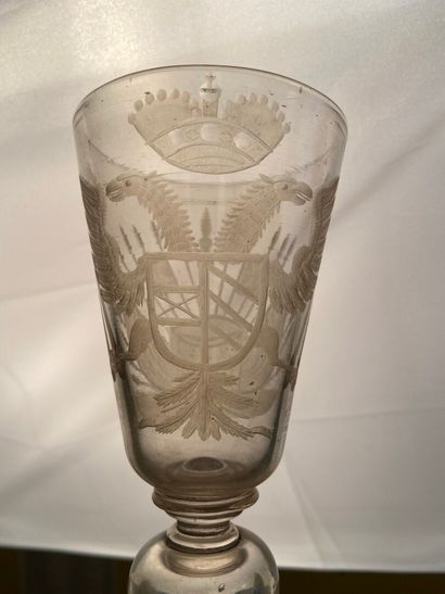 null GERMANY (?)

Large blown translucent glass, the chalice with engraved coat of...
