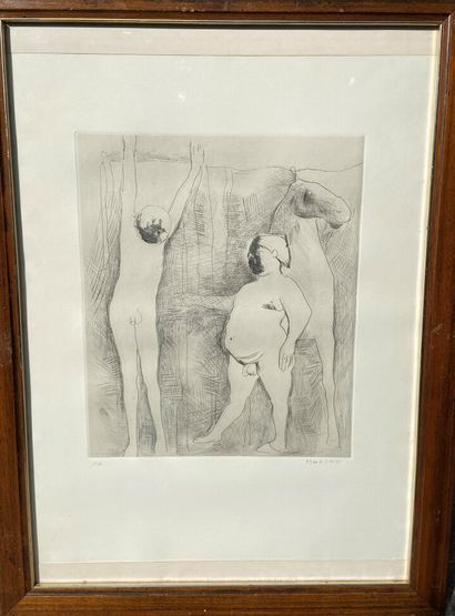 null Marino MARINI (1901-1980)

Deux personnages au cheval

Eau forte, signée au...