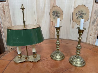 null SET including a pair of screen torches and a small hot water bottle lamp 

H....