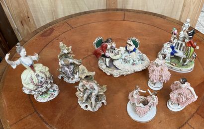 null SET of French and German porcelain including groups and subjects 

19th and...