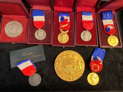 null * Ensemble de 11 médailles en bronze et métal, comprenant des médailles d'honneur...