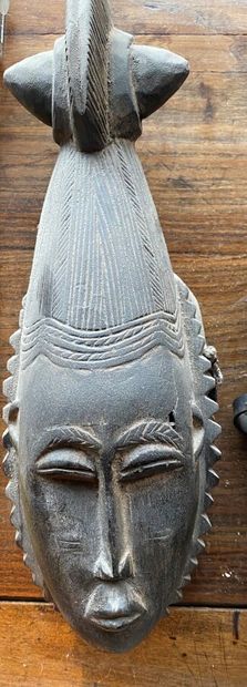 null COTE D'IVOIRE, probablement Baoulé 

Deux masques anthropomorphes en bois exotique.

Haut....