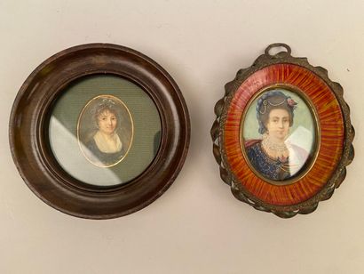 null ECOLE FRANCAISE du XIXème siècle 

Deux miniatures figurant Laure Magdeleine...