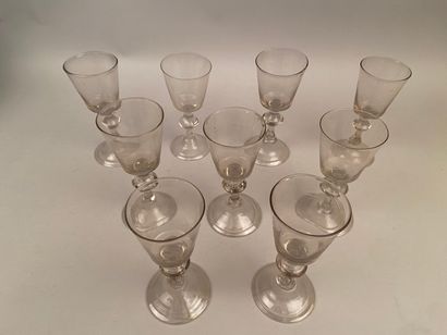 null GERMANY

Set of nine translucent and colorless blown glass footed glasses, the...