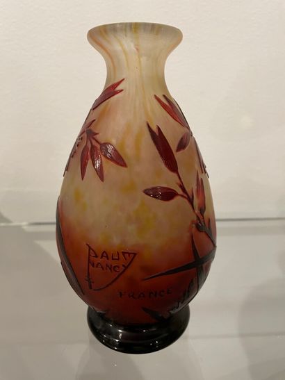null DAUM Nancy France 

Vase of baluster form with flared neck on heel in marbled...