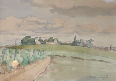 null Jean AUFORT (1898-1988) 

Country landscape 

Watercolour on paper signed and...