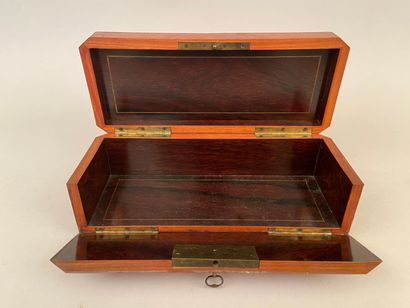 null Set of two glove boxes: 

- Rectangular glove box with cut sides in marquetry...