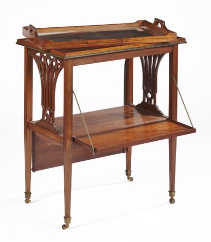 null Mahogany DESSERTE, the removable top, the uprights decorated with papyrus joined...